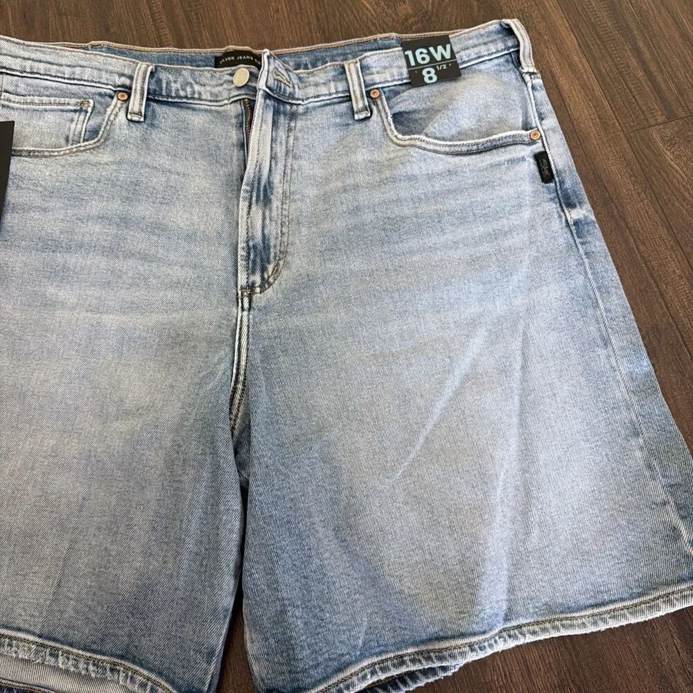 Silver Jeans Co. Women's Plus Size High Rise Vintage Long Shorts Indigo Blue 16W